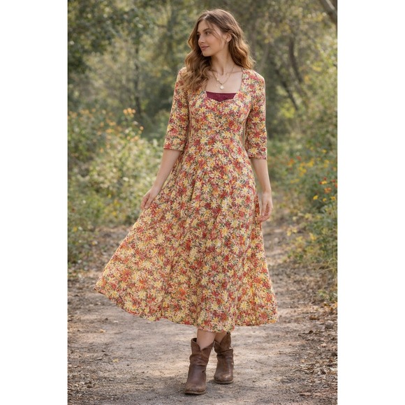 April Cornell Dresses & Skirts - Vintage April Cornell Floral Boho Midi Dress | Y2K Cottagecore